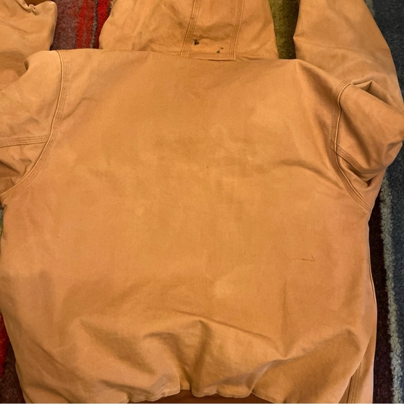 Carhartt Jacket Brown Hooded J131 Size Medium Mens Distressed Work Jacket - Picture 10 of 11